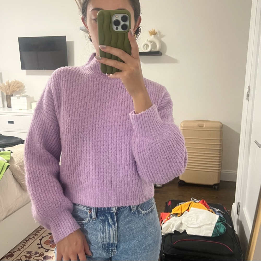Line & Dot mock neck cozy lavender sweater